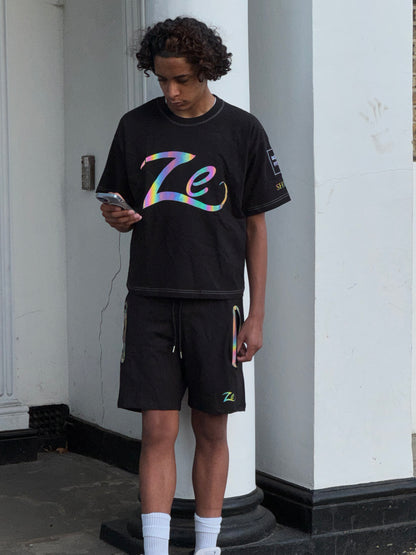 Black Reflective Unisex shorts "Shine"