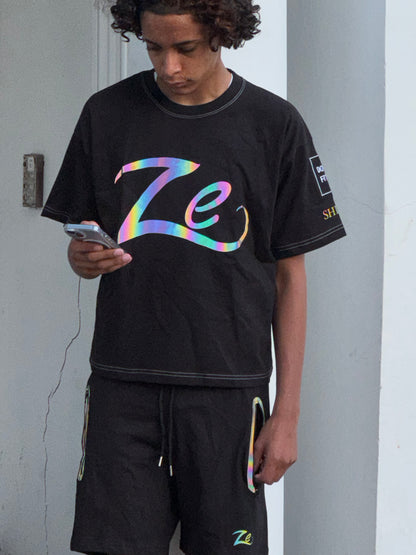 Black Reflective Unisex shorts "Shine"