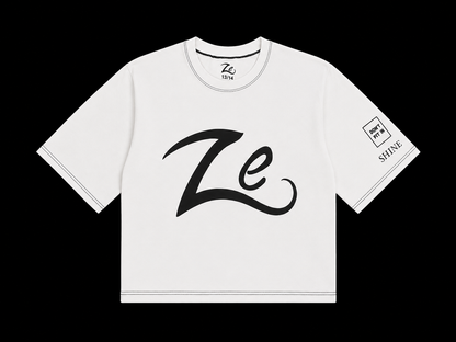 Oversized Premium Reflective Unisex T-Shirt: "Shine" White