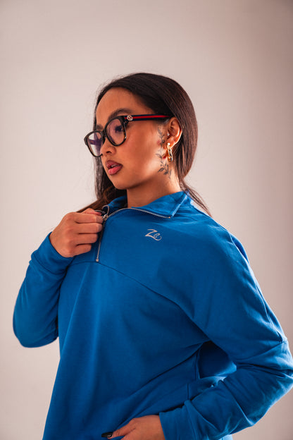 ZeTrillo Women's Gym Set 1/4 Zip Fleece: Blue Serenity