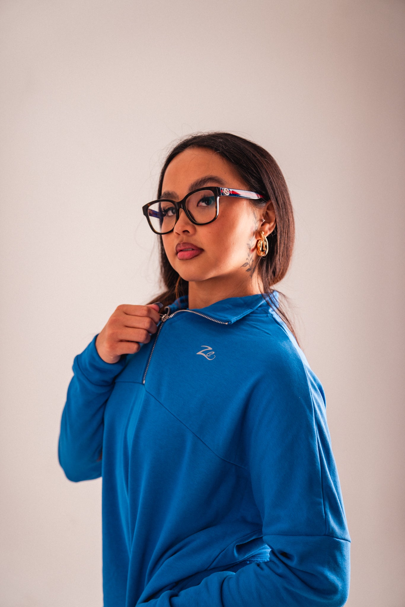 ZeTrillo Women's Gym Set 1/4 Zip Fleece: Blue Serenity